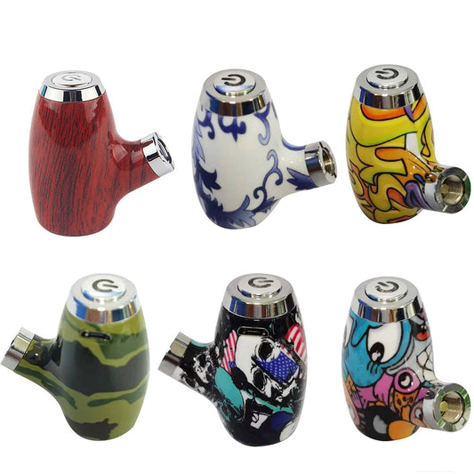 CBD Pipe Battery for Wax | porcelain | – 900mAh 510 Thread Vape Battery with Red Wood Design for Wax, CBD Oil & Dry Herb