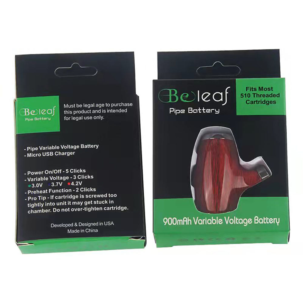 CBD Pipe Battery for Wax | red wood | – 900mAh 510 Thread Vape Battery with Red Wood Design for Wax, CBD Oil & Dry Herb