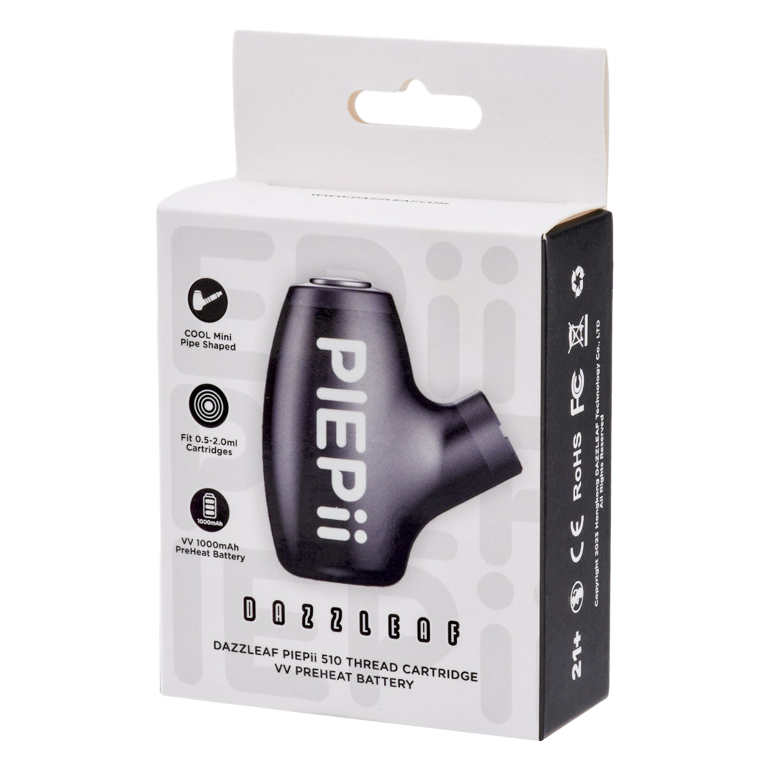 1000mAh Pipe-Style 510 Vape Battery |Black| – Variable Voltage with Preheat and Type-C Charging