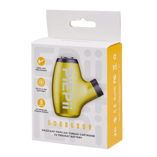 1000mAh Pipe-Style 510 Vape Battery |Gold| – Variable Voltage with Preheat and Type-C Charging