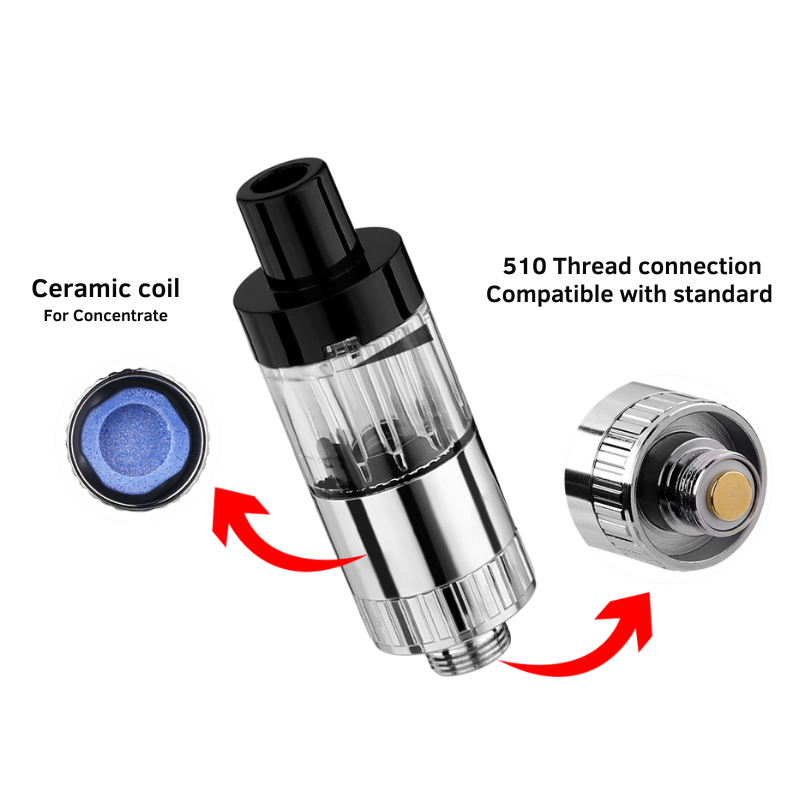 510 vape atomizer with adjustable airflow and magnetic connection, PCTG stainless steel atomizer for vape