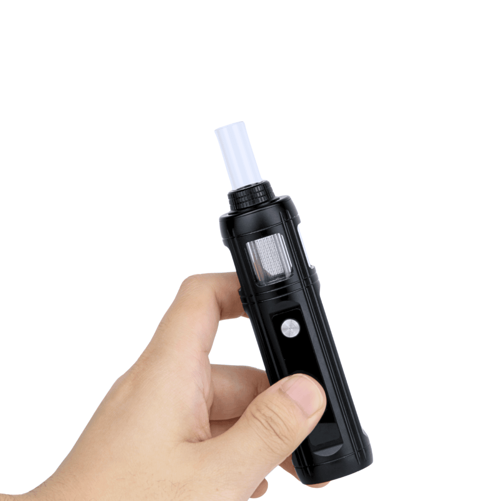 “All-quartz glass vape atomizer with 2600mAh battery, adjustable temperature control, and Type-C charging”
