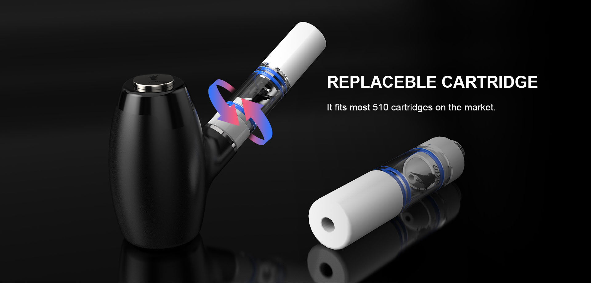 CBD Pipe Battery for Wax – 900mAh 510 Thread Vape Battery Compatible with CBD Oil and Dry Herb Cartridges