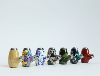 CBD Pipe Battery for Wax |  porcelain | – 900mAh 510 Thread Vape Battery with Red Wood Design for Wax, CBD Oil & Dry Herb