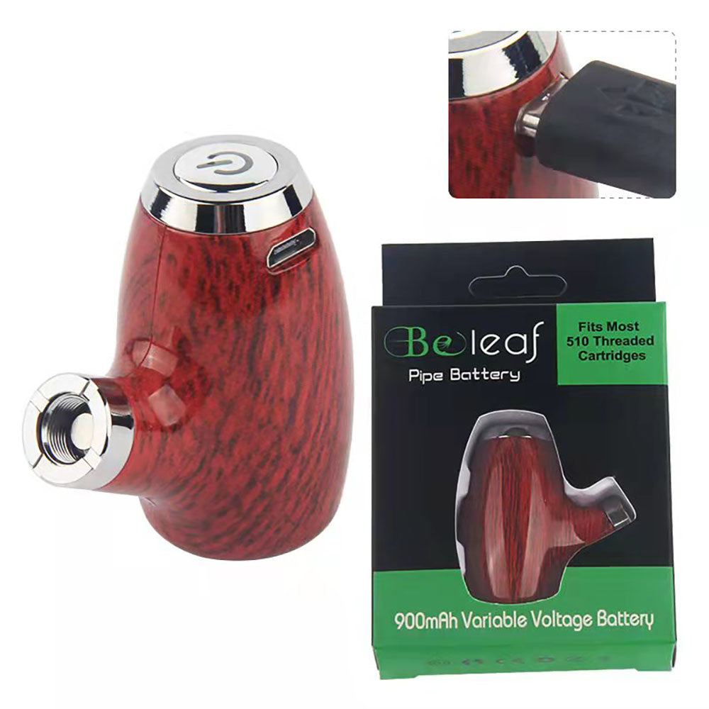 CBD Pipe Battery for Wax | red wood | – 900mAh 510 Thread Vape Battery with Red Wood Design for Wax, CBD Oil & Dry Herb