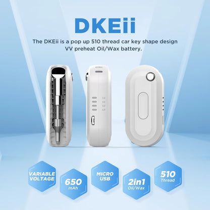 DAZZLEAF DKEii 510 Cartridge Battery – 650mAh Variable Voltage Vape Battery with Pop-Up Design and Preheat