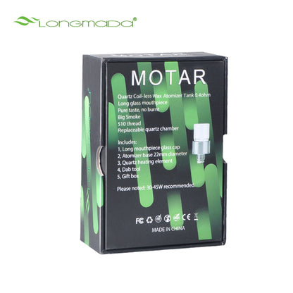 LONGMADA Motar 1 510 Thread Vape Kit – Coilless Quartz Atomizer, Glass Mouthpiece & Rechargeable Battery
