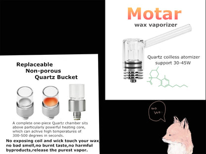 LONGMADA Motar 1 Quartz Coilless Vape Atomizer with 2 Replacement Coils – 510 Thread Vape Accessory Kit for Wax and Herb