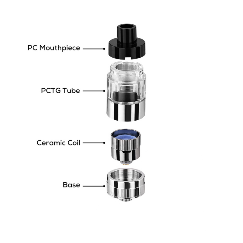 Thumb-L vape atomizer with 510 thread, adjustable airflow, and magnetic connection design