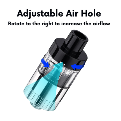 Thumb-L vape atomizer with 510 thread, adjustable airflow, and magnetic connection design